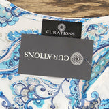 Curations Women's Long Sleeve Paisley Popover Blouse