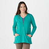 LOGO by Lori Goldstein Lounge French Terry Zip Front Hoodie Jade Medium