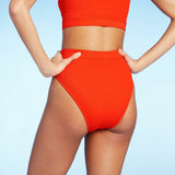 Xhilaration Women's Ribbed High Leg High Waist Bikini Swim Bottom