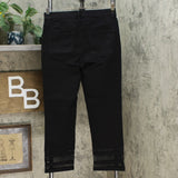 DG2 by Diane Gilman Classic Stretch Crochet Hem Cropped Jeans Black 8