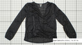 A New Day Women's Long Sleeve Shine Surplice Knit Top Black Small