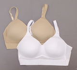 Rhonda Shear 2 Pack Mesh Back Detail Molded Cup Bras White/ Nude Plus 2X