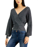 INC International Concepts Women's Surplice Metallic Sweater