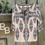 Belle by Kim Gravel Women's Boho Tie-Front Blouse With Tassel