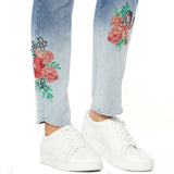 DG2 by Diane Gilman Women's Embroidered Pull-On Exposed Buttons Jeans