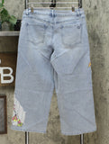 DG2 by Diane Gilman Women's Petite Embroidered Cropped Wide Leg Jeans