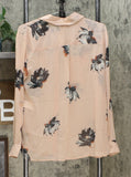 NWT G By Giuliana Womens Printed Ruffle-Pocket Button-Up Shirt. 689663 X-Large