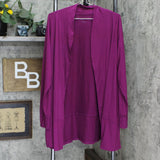 Comfort Code by Cuddl Duds Stretch Jersey Knit Open Front Cardigan Berry L