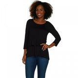 Joan Rivers Women's Jersey Knit Layered Top With 3/4 Sleeves