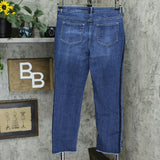 LOGO by Lori Goldstein Women's Straight Leg Ankle Jeans with Fray And Stripe