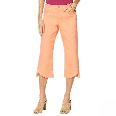 NWT DG2 By Diane Gilman Womens Wide-Leg Curved Raw-Hem Cropped Jean. 709198 6