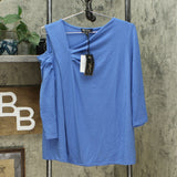 DG2 by Diane Gilman Women's Asymmetric Drape Cold Shoulder Top