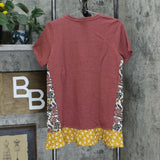 LOGO by Lori Goldstein French Terry Top with Woven Panels Redwood Small