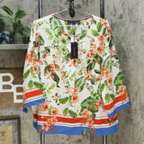 NWT Tommy Hilfiger Womens Printed Button-Neck 3/4-Sleeve Top. T9EMH601 X-Large
