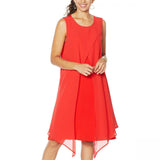 DG2 by Diane Gilman Women's Knit Layered Drama Dress Red XL