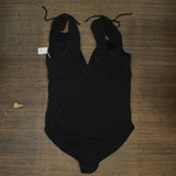Kona Sol Women's Shoulder Tie High Coverage One Piece Swimsuit AFS07 Black L