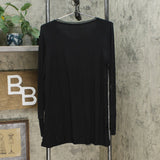 Soft & Cozy Women's Crossover Hem Tunic With Chiffon Detail Black Medium