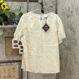 Ava & Viv Women's Plus Size Printed Short Sleeve Poplin Blouse