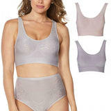 Rhonda Shear Women's 2 Pack Jacquard Ahh Bras Pink / Purple Medium