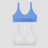 Hanes Girls' 2pk Sports Bra Blue / White L
