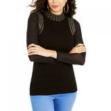 Thalia Sodi Women's Studded Mesh Sleeve Sweater