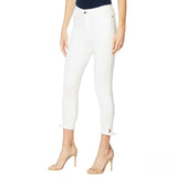 MOTTO Women's Plus Size Stretch Sateen 5-Pocket Tie-Hem Cropped Pants