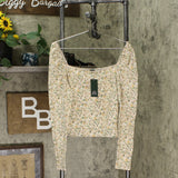 Wild Fable Women's Floral Print Long Sleeve Square Neck Blouse
