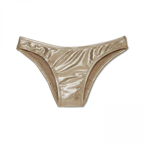 Xhilaration Women's Shiny Gold Extra Cheeky Bikini Bottom
