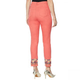 DG2 by Diane Gilman Women's Tall Cropped Embroidered Hem Ankle Jeans