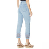 DG2 by Diane Gilman Stretch Crochet Lattice Hem Cropped Jeans