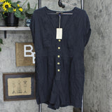 Universal Thread Women's Short Sleeve Kimono Button-Front Romper 565705 Gray L