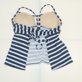 Kona Sol Women's Striped Tunnel Back Tankini Top Navy Medium