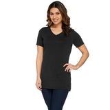 Isaac Mizrahi Live! Women's Essentials V-Neck Tunic Top with Side Slits