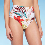 Kona Sol Women's Ribbed Medium Coverage High Waist Bikini Bottom