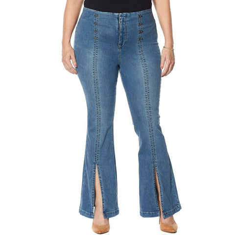 Skinnygirl Women's Plus Size Maty High Rise Flare Jeans