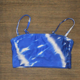 Xhilaration Women's Tie Dye Longline Bandeau Bikini Top Blue Small (0-2)