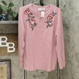 Denim & Co. Women's Waffle Knit Long-Sleeve Split V-Neck Top