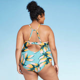 Kona Sol Women's Plus Size Tie Side One Piece Swimsuit