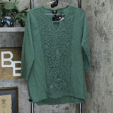 JM Collection Women's Embroidered Keyhole Slub Knit Tunic Top