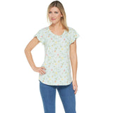 Isaac Mizrahi Live! Women's TRUE DENIM Ditsy Floral Knit Top