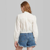 Wild Fable Women's Long Sleeve High Neck Smocked Top