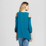 Knox Rose Women's Crochet Yoke Smocked Cold Shoulder Top