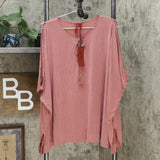 Love Scarlett Women's Plus Size Kimono Sleeve Cold-Shoulder Top