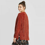 Xhilaration Women's Knit Open Front Sweater Cardigan Rust XS/S