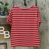 DG2 by Diane Gilman Women's Striped Ruffle Sleeve T-Shirt