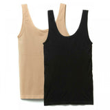 Rhonda Shear Plus Size 2 Pack Seamless Tank Tops With Shelf Bra