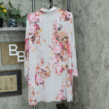 Dennis Basso Women's Floral Button-Front Sheer Duster Blouse