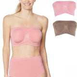 Rhonda Shear 2 Pack Underwire Bras With Removable Pads Mocha / Pink Large