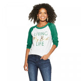 FREEZE Women's 3/4 Sleeve Living My Best Life Raglan Graphic T-Shirt