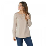 Denim & Co. Women's Active Long-Sleeve Knit Top With Keyhole Detail